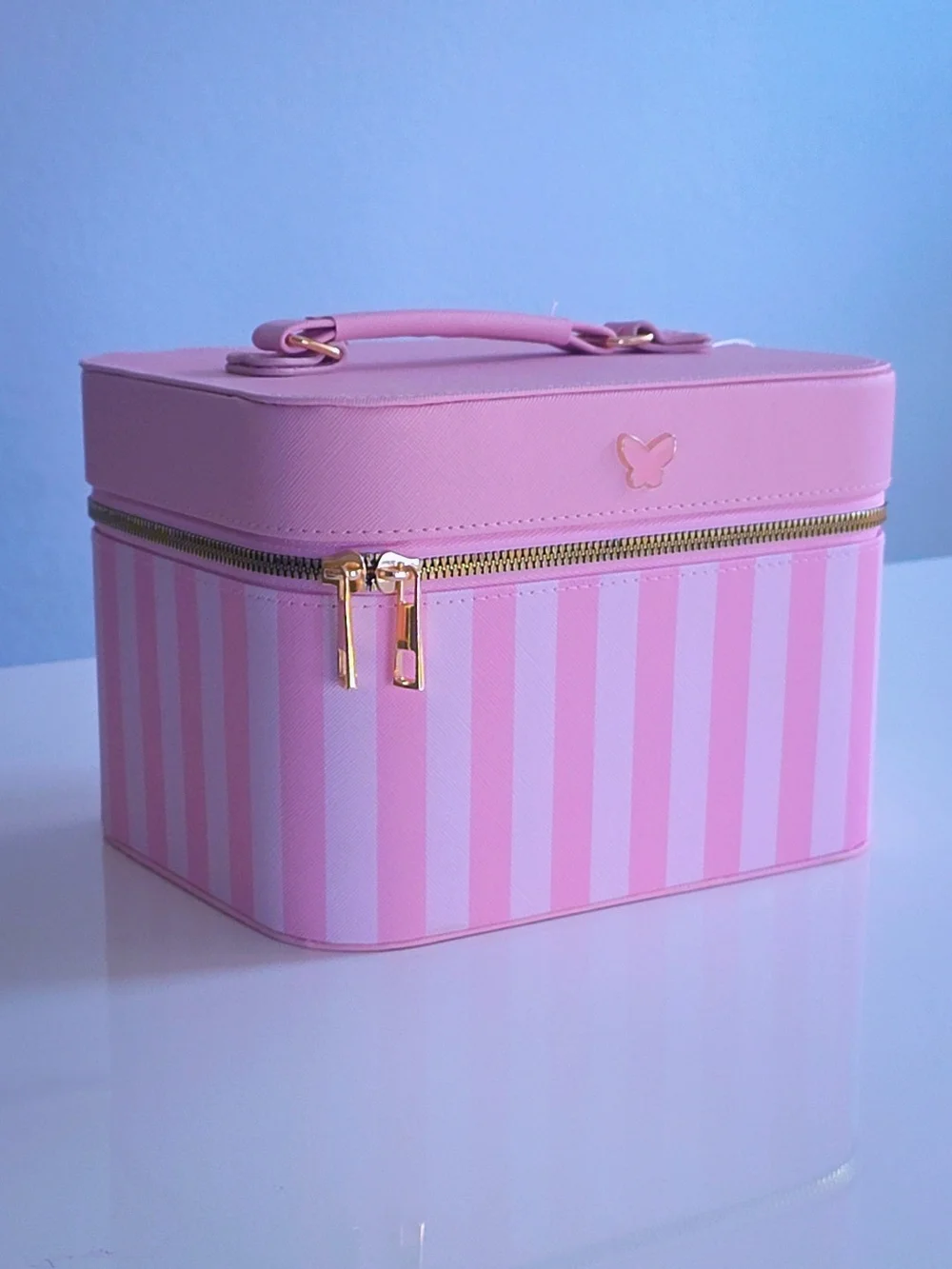 Enchante Accessories Cosmetic Case Striped Pink NWT